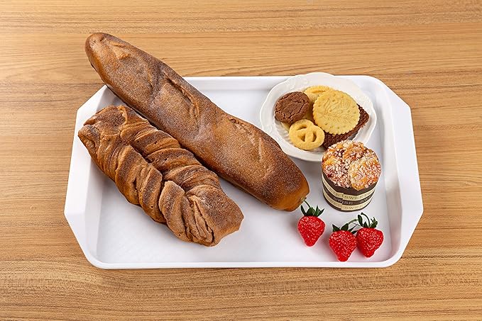 12-Piece White Plastic Fast Food Serving Trays,16.83 by 11.92-Inch