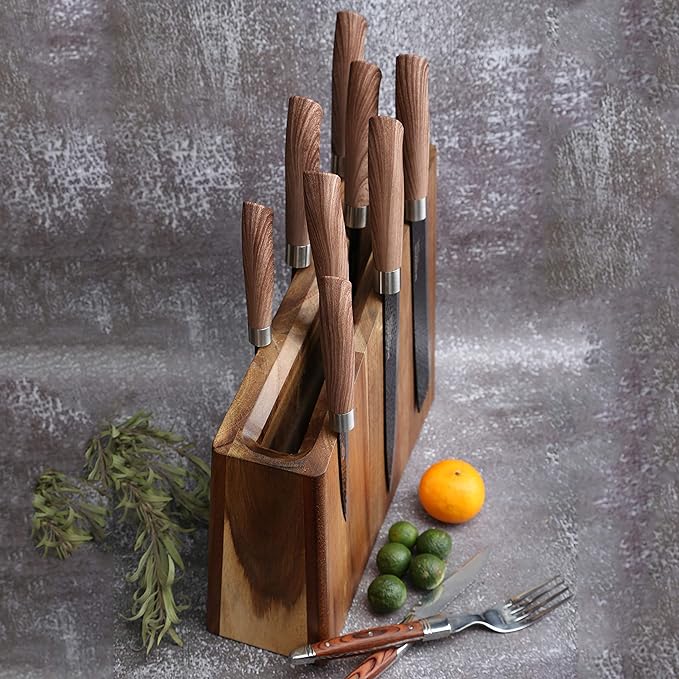 Resafy Magnetic Knife Wooden Block Knife Display Holder Rack Double Side Magnetic Stands with Strong Enhanced Magnets Kinves Strip Magnetic Knife Holder