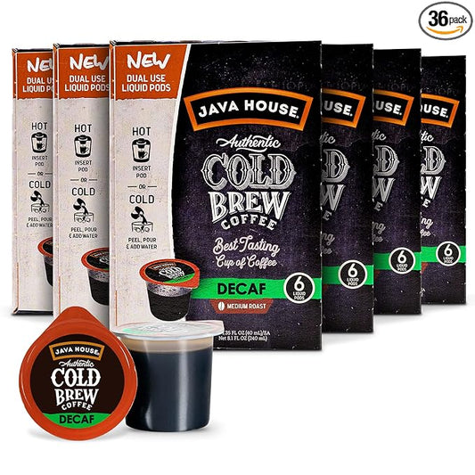 Java House Cold Brew Coffee Concentrate Single Serve Liquid Pods, (6 Count of 1.35 Fl Oz Pods) 8.1 Fl Oz, Pack of 6,Total 36 count