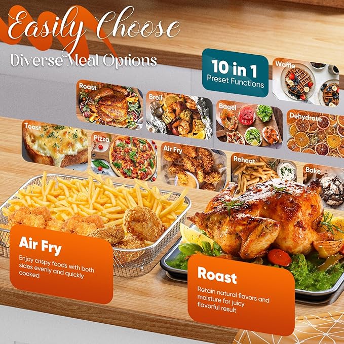Nuwave Bravo Pro Convection Air Fryer Toaster Oven Combo, 2025 New and Improved, 10-in-1, 50°-450°F Temp Controls, Quick & Even Crisp Technology, 21Qt Capacity, Cinnamon, PFAS Free
