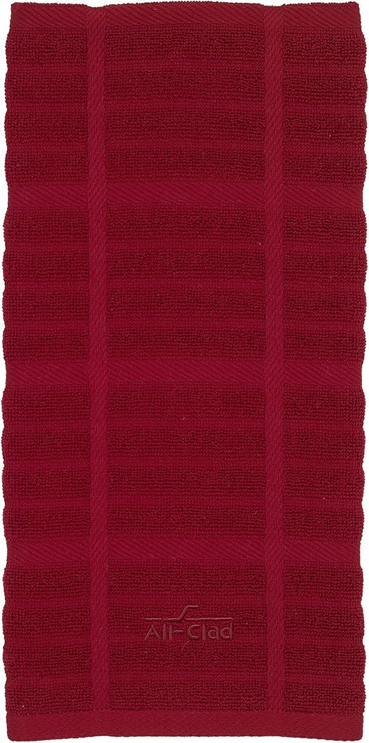 All-Clad Solid Kitchen Towel: Highly Absorbent, Super Soft Long Lasting - 100% Cotton, 17"x30" Tea Towel for Cleaning & Drying Dishes, Pans, Glassware, or Countertops, (1-Pack), Chili