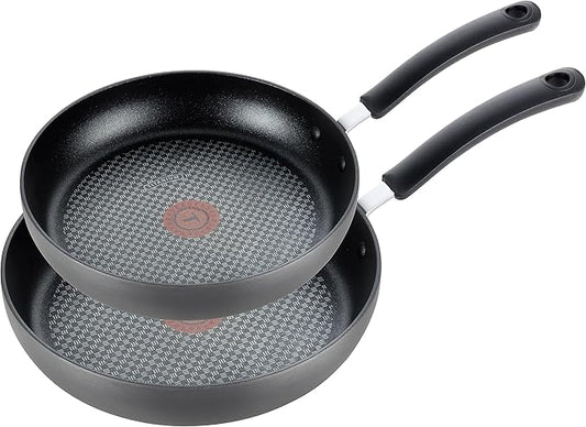 T-fal Ultimate Hard Anodized Nonstick Fry Pan Set 2 Piece, 8, 10 Inch, Oven Broiler Safe 400F, Kitchen, Cookware, Pots and Pans Set Non Stick, Frying Pans, Dishwasher Safe, Black