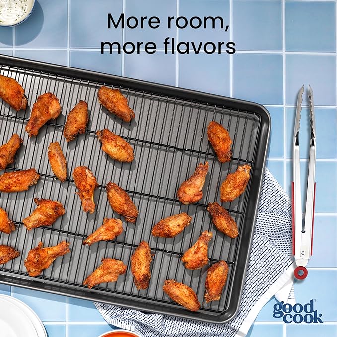 GoodCook Set of 2 Everyday Nonstick XL Cookie Sheet and XL Cooling Grid, Gray