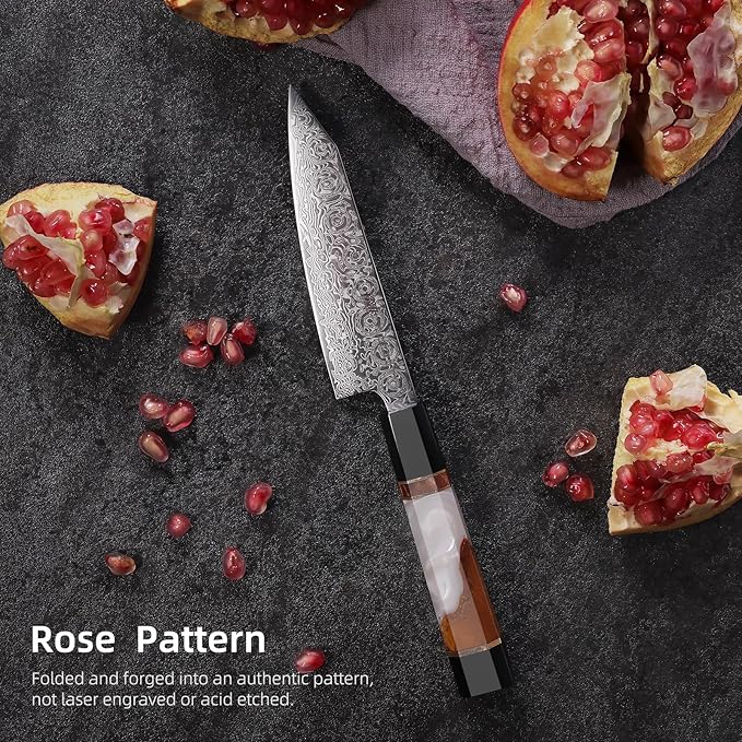 FINDKING 5 Inch Small Kitchen Utility Knife, Sharp Fruit Paring Tool & Elegant Pairing Blade for Everyday Cooking (BLACK-ROSE Series)