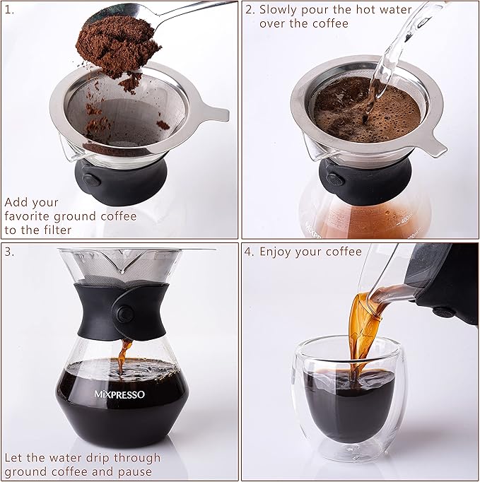 Mixpresso Gooseneck Pour Over Coffee Kettle - Barista Pour Control Design for Tea, 1.2 Liter (40 Oz) High-Grade Stainless Steel Drip Induction Cooker, Copper Stovetop Kettle