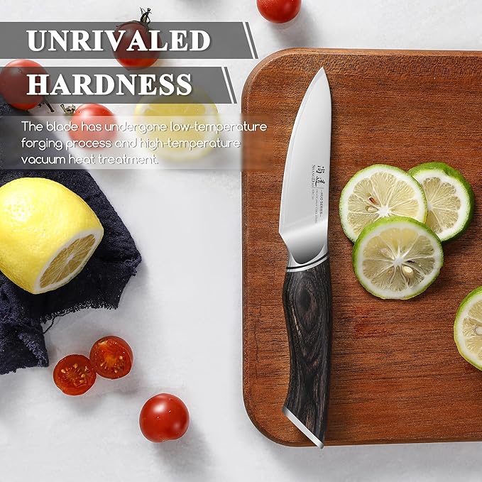 SHANGDAO 3.7 inch Paring Knife, 3 Layers VG10 Alloy Steel Fruit Vegetable Peeling Knives, Pakkawood Handle, Razor Sharp Small Kitchen Knife with Gift Box