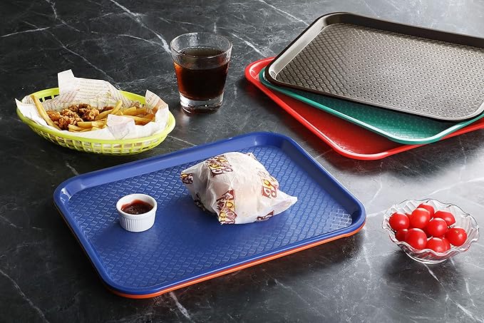 New Star Foodservice Fast Food Tray, Set of 12 (Red, 10 by 14 Inch)