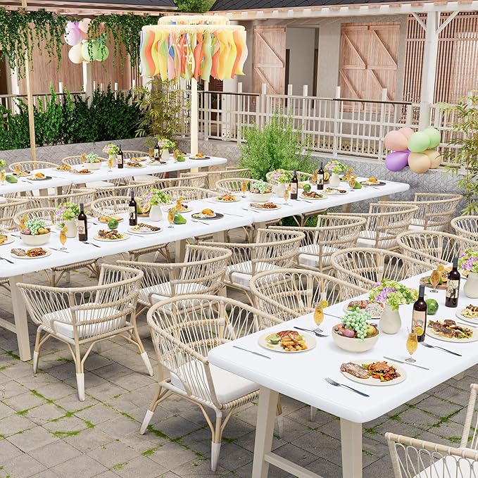 homing Rectangle Table Cloth Cover, Waterproof Polyester Elastic Fitted Tablecloth, Fits for 6 Foot Folding Tables, Washable Table Protector for Picnic, Camping, Outdoor (White, 36" x 72")