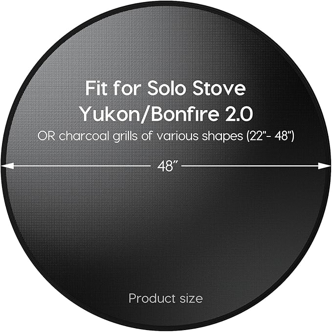 48" Fireproof Fire Pit Mat for Solo Stove Yukon, Round Grill Mats for Outdoor Grill Deck Protector, Waterproof Pad for Camping Accessories, BBQ Mat for Patio