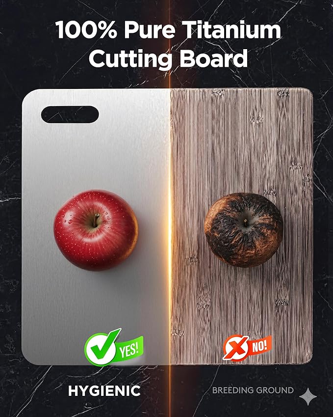 Katuchef Titanium Cutting Board for Kitchen, 100% Pure Titanium Cutting Board Food Grade,Non Toxic chopping board, Dishwasher safe, Easy to Clean(Set of 3)
