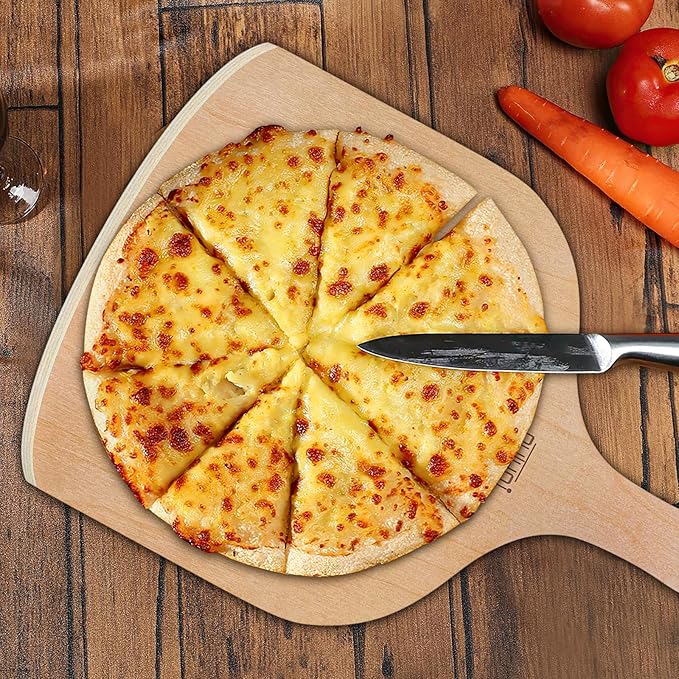 2 Pack Wooden Pizza Peel, 12 inch Large Pizza Paddle Set for Oven, Stone, Pan or Grill, Spatula for Baking Bread and Cake - Indoor & Outdoor