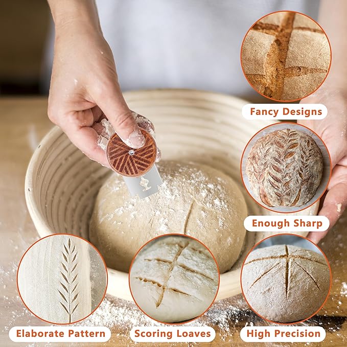 UFO Bread Lame Cutter for Homemade Sourdough,Bread Scorer Tool for Sourdough with 5 Blades and Storage Cover,Slashing Tool Bread Cutting Knife for Artisan Bread and Baguette Makers,Lines