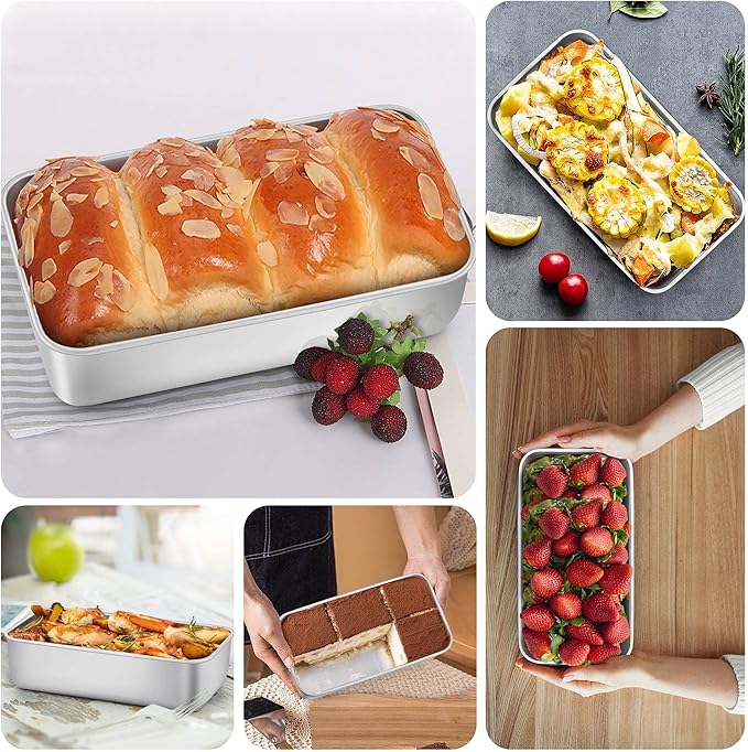 LIANYU Bread Loaf Pans Set of 24, 9x5 Inch Stainless Steel Bread Baking Pans Loaf Tins for Sourdough, Sandwich, Meatloaf, Easy Release & Dishwasher Safe