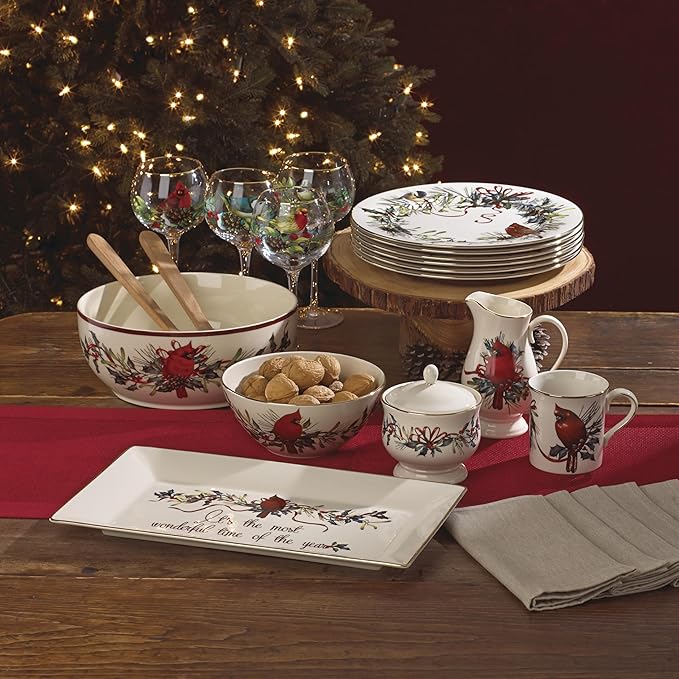 Lenox 847256 Winter Greetings 7" Bowl,Red / Green, Christmas Dinnerware