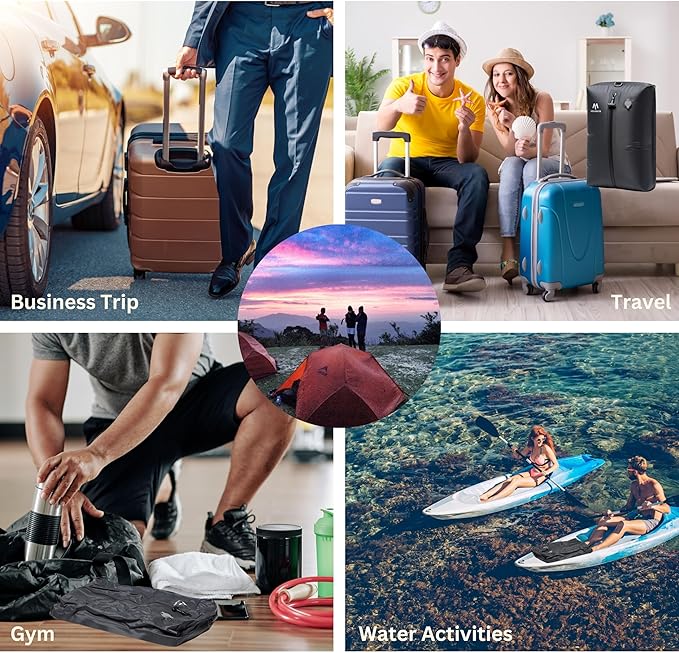 Vacuum Bags for Travel, IP67 Reusable Vacuum Seal Bags for Clothing with Electric Pump, Vacuum Seal Packing cube for Suitcases, Backpack & Travel (1PC+Pump)