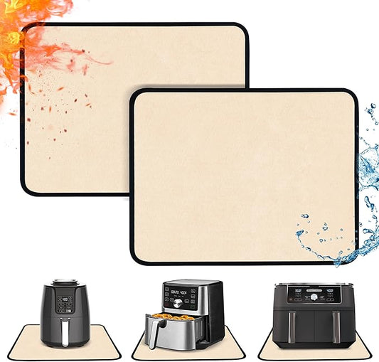 Heat Resistant Mats for Countertop - Fireproof 16x20in Heat Resistant Mats for Air Fryer - Kitchen Countertop Protector for Air Fryer, Coffee Maker, Stand Mixer, Toaster, Oven 2PCS - Khaki
