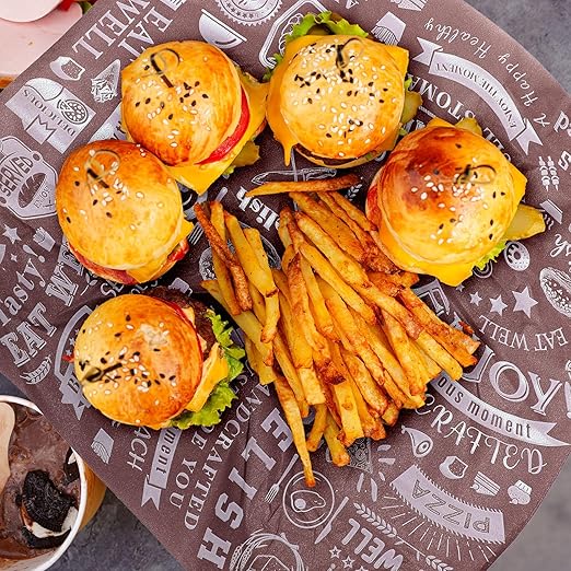 Outus 600 Pcs 12 x 12 Inch Deli Wax Paper Sheets Grease Resistant Tray Basket Liners Newsprint Paper Water and Grease Proof Sandwich Wrapping Square Hot Dog Wrappers for Food Baking (Coffee Color)