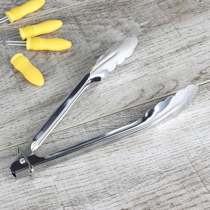 Chef Craft Clam Shell Tongs, 9-Inch, Stainless Steel