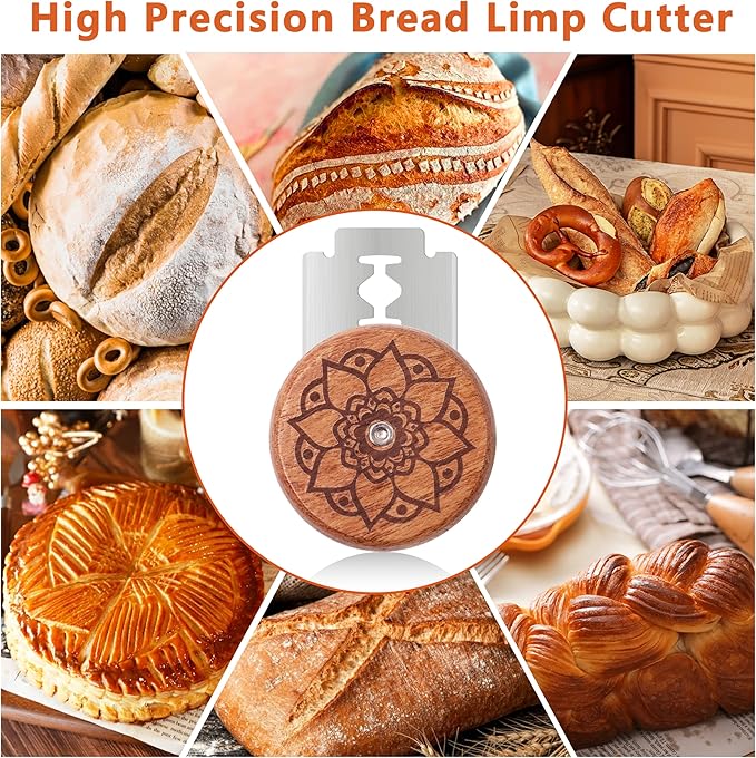 UFO Bread Lame Cutter for Homemade Sourdough,Bread Scorer Tool for Sourdough with 5 Blades and Storage Cover,Slashing Tool Bread Cutting Knife for Artisan Bread and Makers (Lotus-teal)
