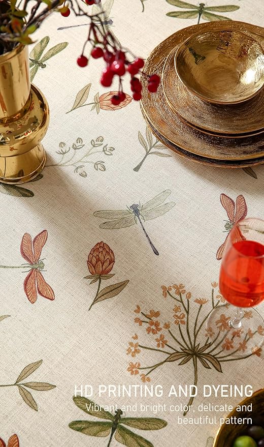 ISAENNE Designer Floral Linen Small Square Tablecloth,French Off White Elegant Table Cloth,Washable Home Decor Tablecloths for Dining Thanksgiving Kitchen Christmas Party,55"*55"-Grace B