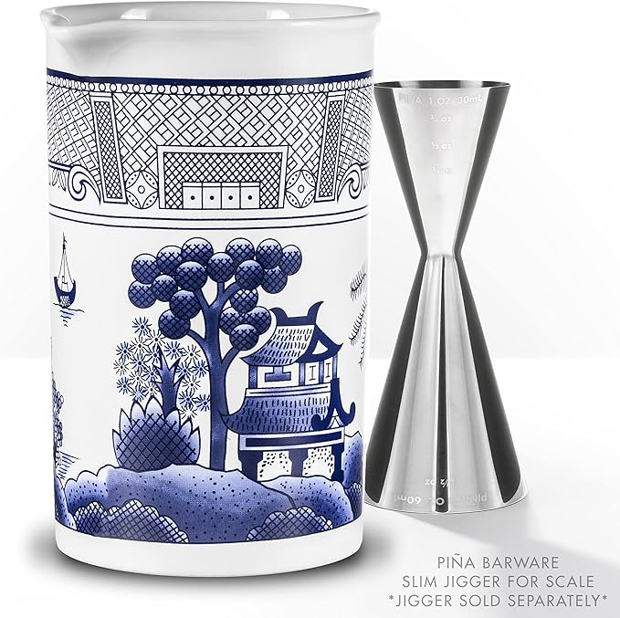PIÑA BARWARE Seamless Professional Porcelain Mixing Glass – 600mL / 20oz (Traditional Blue Willow Pattern, 4)