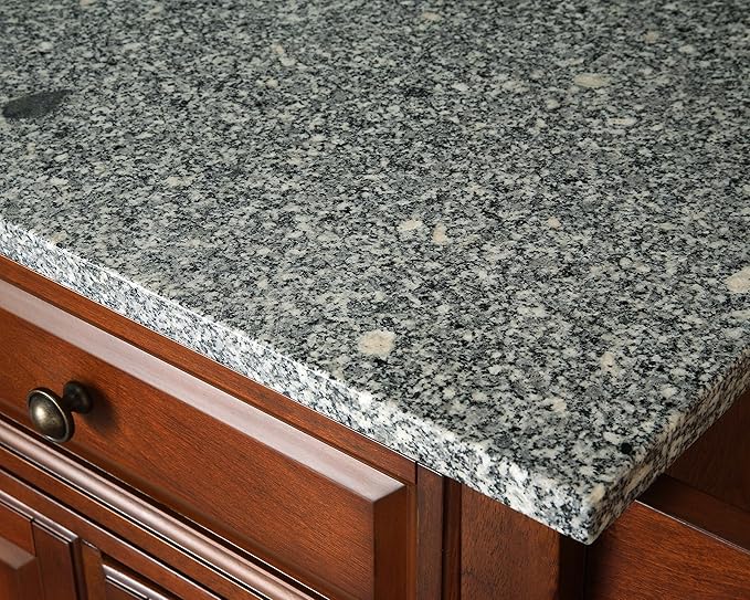 Crosley Furniture Alexandria Granite Top Rolling Kitchen Island Storage Cart, Microwave Stand, Spice Rack, Cherry