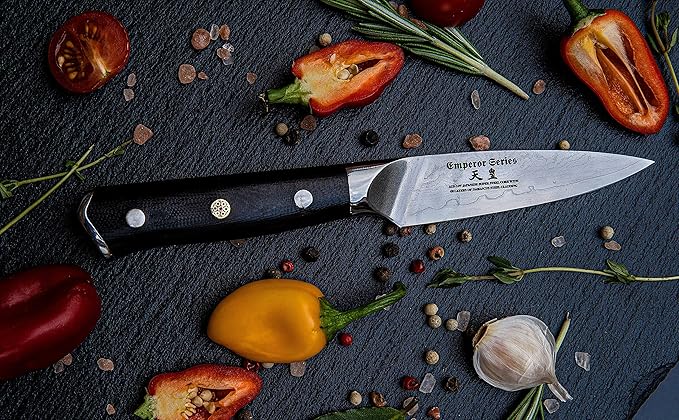 Regalia Paring (Petty) Knife 3.5 inch: Japanese AUS10 Super Steel 67 Layer High Carbon Stainless Damascus Steel Peeling Utility knives