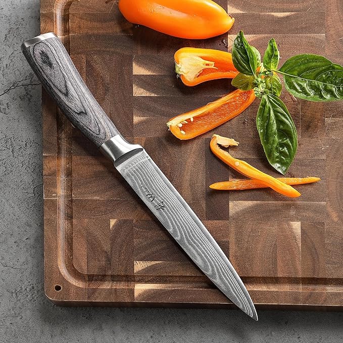 Wakoli EDIS Damascus 5-Piece Knife Set – Japanese Style Kitchen Knives | Genuine Damascus Steel Blades with VG10 Core | Ergonomic Micarta Handles | Professional Chef Knife Set in Gift Box